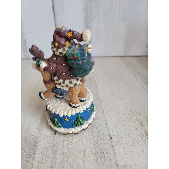 Unique folk art Santa Claus winds up music figure Xmas polar bear - Picture 6 of 8